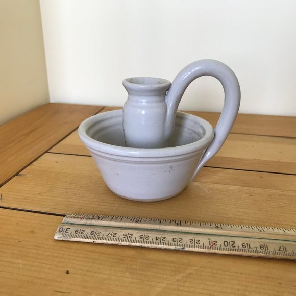 Hilborn Art Pottery Candle Holder with Handle Wee Willie Winkie Made in Canada - Picture 5 of 8
